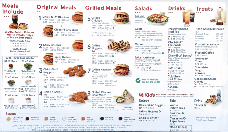 Chick a Fil Menu With Prices