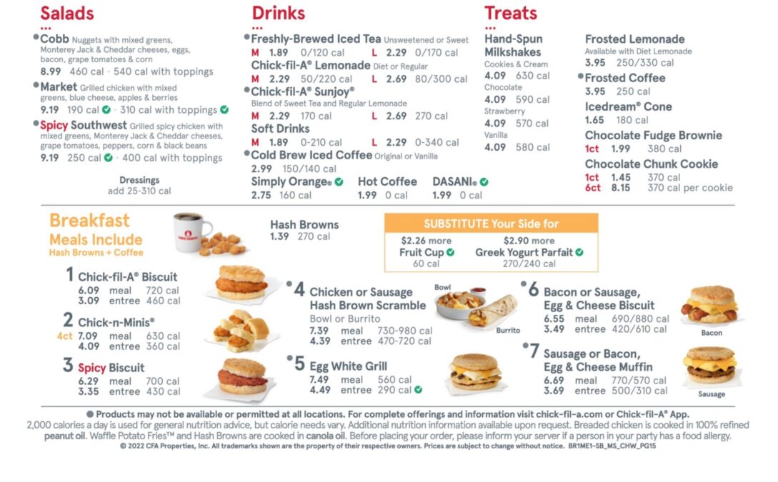 Chick Fil a Breakfast Menu With Prices