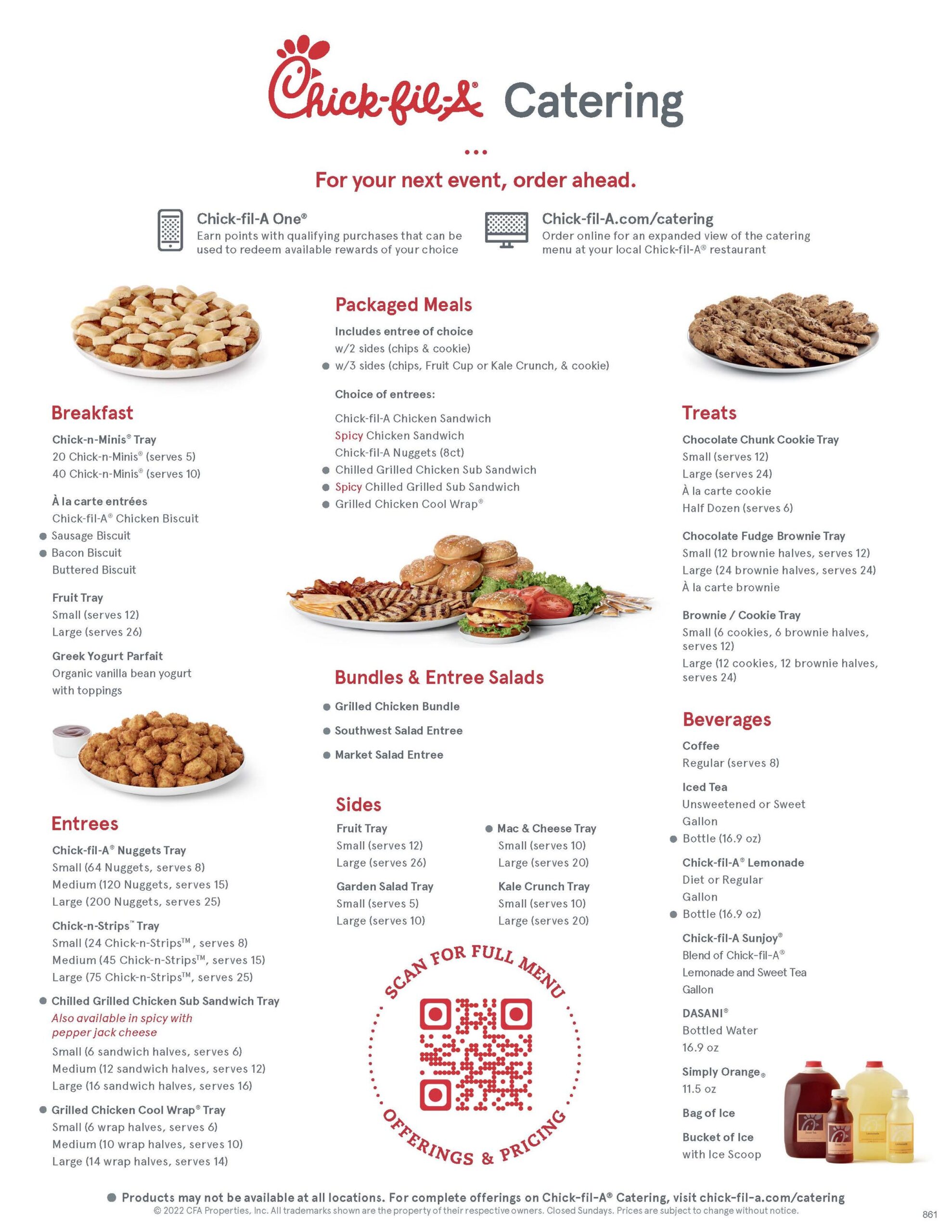 Chick Fil a Catering Menu With Prices