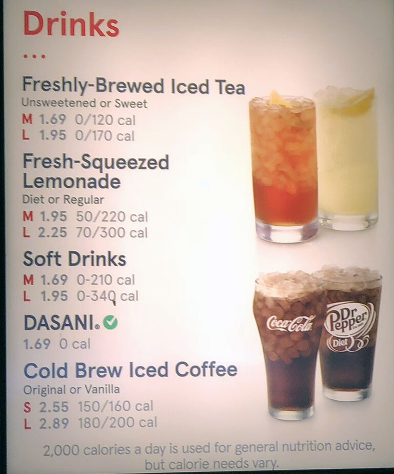 Chick Fil a Drinks Menu With Prices