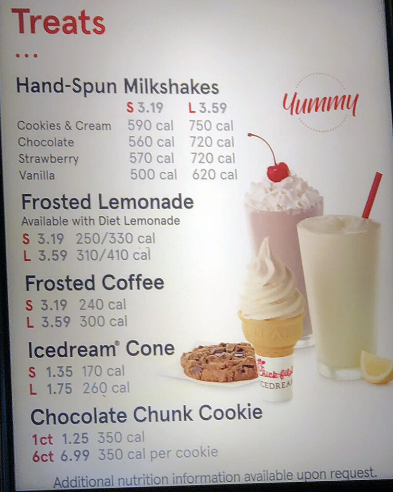Chick Fil a Milkshake Menu With Prices