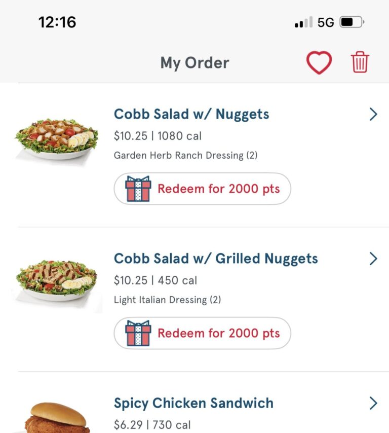 Chick Fil a Salads Menu With Prices