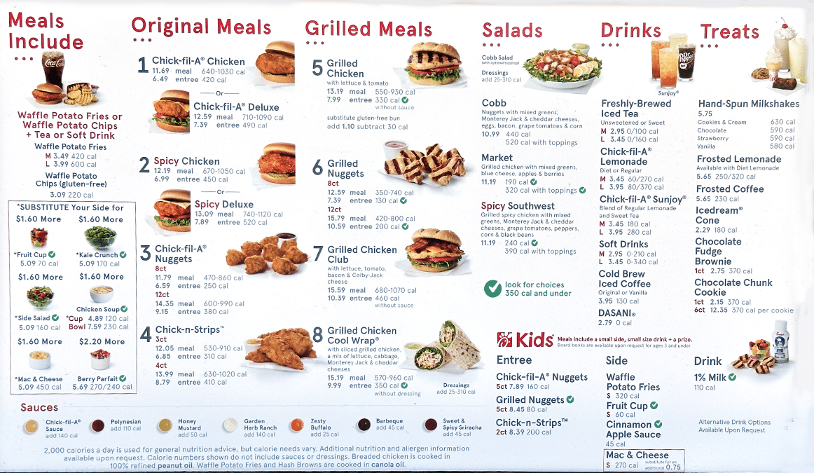 Chick Fil As Menu With Prices